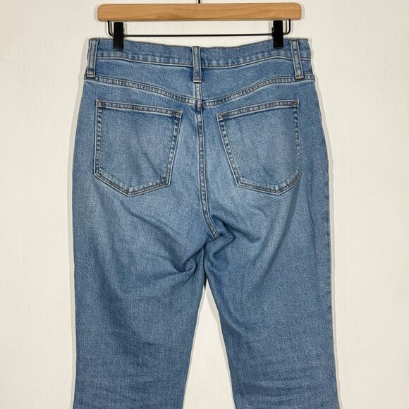 J Crew Essential Straight Jeans Size 28 Blue Denim Button Fly Frayed Hem Stretch - Picture 5 of 12